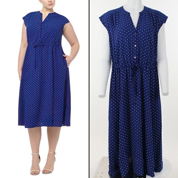 Anne Klein Dresses & Skirts - Anne Klein Plus Size Dot-Print Midi Dress